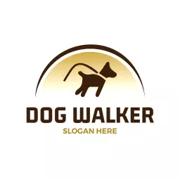 Warm Brown and Golden Gradient Representing Dog Walking Logo Template
