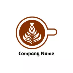 Warm Brown Artistic Coffee Cup Design Logo Template