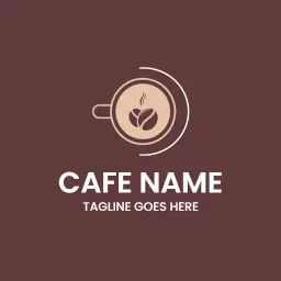 Warm Brown Background Featuring Coffee Cup Cafe Logo Template