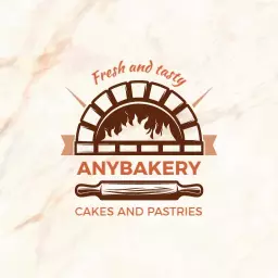 Warm Brown Bakery Design Featuring Fresh Cakes and Pastries Logo Template