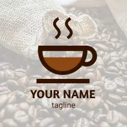 Warm Brown Coffee Cup on Aromatic Coffee Beans Logo Template