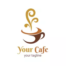 Warm Brown Coffee Cup with Steam Symbolizing Cozy Café Logo Template