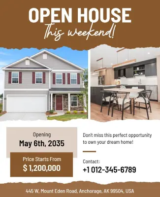 Warm Brown Open House Flyer Template