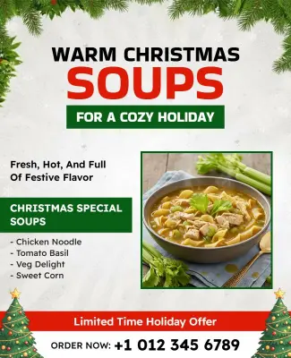 Warm Christmas Soups Promotional Flyer Template