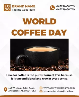 Warm Coffee-Themed World Coffee Day Celebration Poster Template