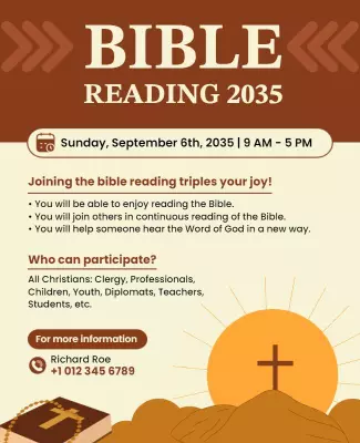 Warm Earthy Bible Reading Event Invitation Poster Template