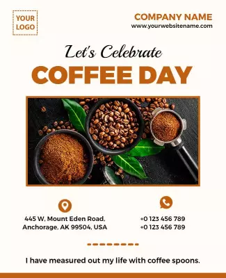 Warm Earthy Coffee Day Celebration Event Poster Template
