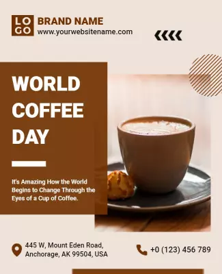 Warm Earthy Coffee Theme for World Coffee Day Poster Template
