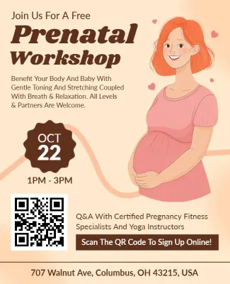Warm Earthy Prenatal Workshop Event Flyer Template
