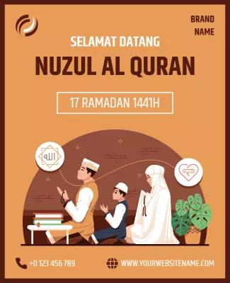 Warm Earthy Ramadan Nuzul Al Quran Celebration Poster Template