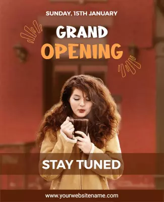 Warm Earthy Tone Grand Opening Event Poster Template