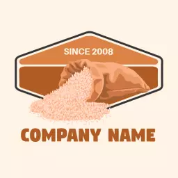 Warm Earthy Tones with Rice Bag and Grains Logo Template