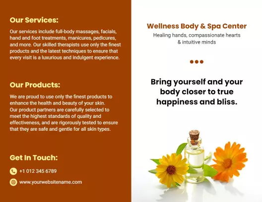 Warm Earthy Wellness Spa Treatments and Services Brochure Template