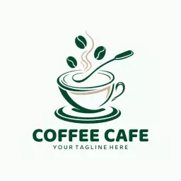 Warm Green and Creamy Coffee Cup Design for Cafe Logo Template