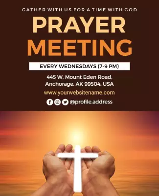 Warm Inspirational Prayer Meeting Announcement Poster Template