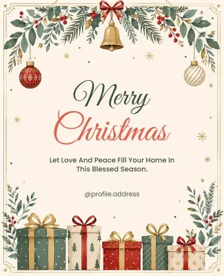 Warm Merry Christmas Wishes Poster Template