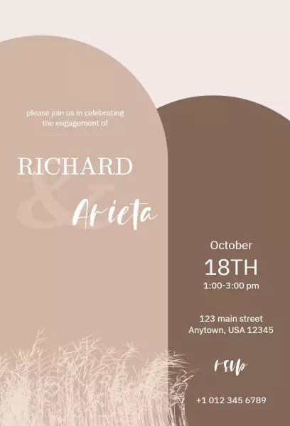 Warm Minimalist Brown Engagement Celebration Invitation Template