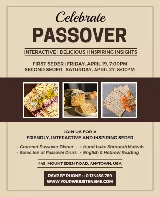 Warm Neutral Passover Celebration Dinner Flyer Template