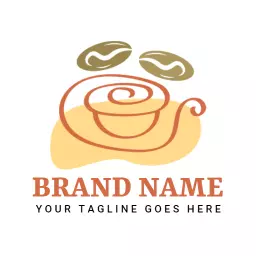 Warm Orange and Green Coffee Cup Emphasizing Aroma Logo Template