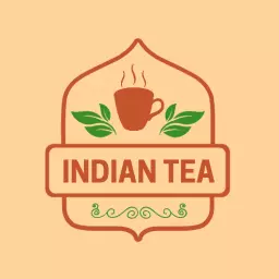 Warm Orange and Green Indian Tea with Steaming Cup Logo Template