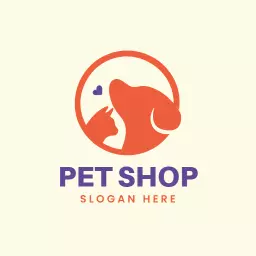 Warm Orange and Purple Pet Shop Logo Showcasing Love for Animals Logo Template