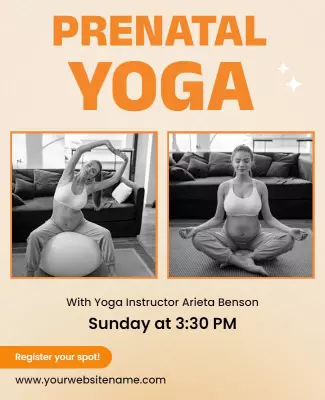 Warm Orange Prenatal Yoga Class Invitation Poster Template