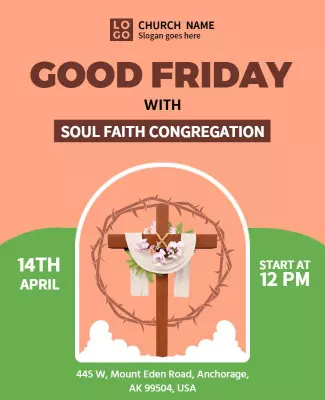 Warm Pastel Good Friday Religious Event Poster Template