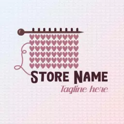 Warm Pink and Heart Pattern Knitting Wool Store Logo Template