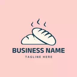 Warm Pink Bakery Logo Featuring Fresh Baked Bread Design Logo Template