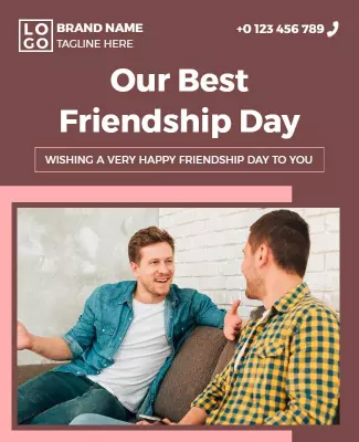 Warm Pink Friendship Day Celebration Poster Template