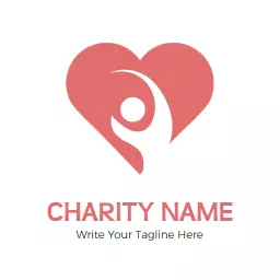 Warm Pink Heart Embracing Community Support Charity Logo Template
