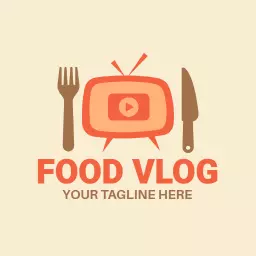 Warm Red and Orange Food Vlog with Culinary Elements Logo Template