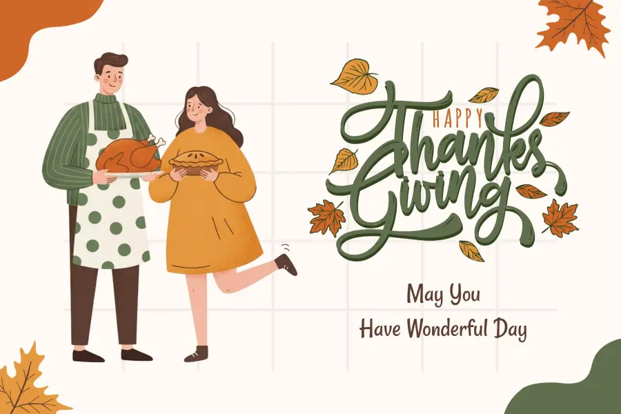 Warm Thanksgiving Wishes Autumn Leaves Postcard Template