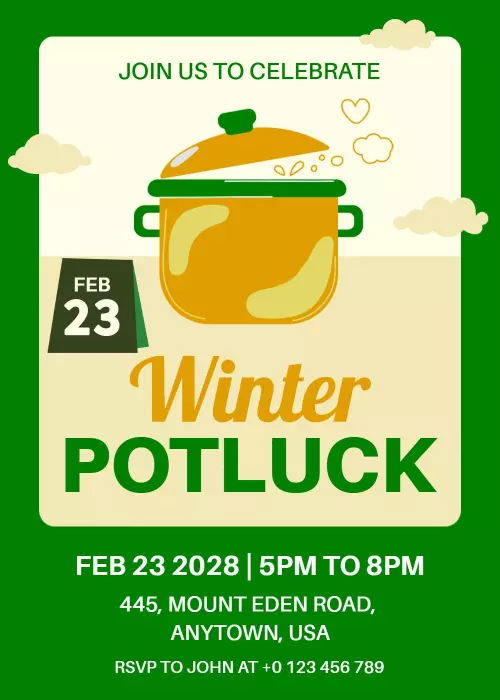 Warm Winter Potluck Community Gathering Invitation Template