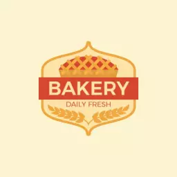 Warm Yellow and Red Bakery Logo Featuring Fresh Baked Goods Logo Template