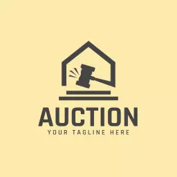 Warm Yellow Background Showcasing Auction Services Logo Template