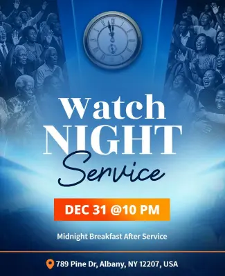 Watch Night Service Event Poster Template
