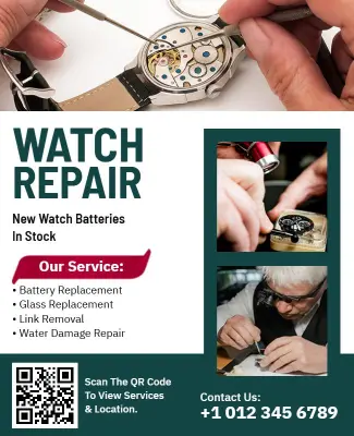 Watch Repair Service Promotional Flyer Template