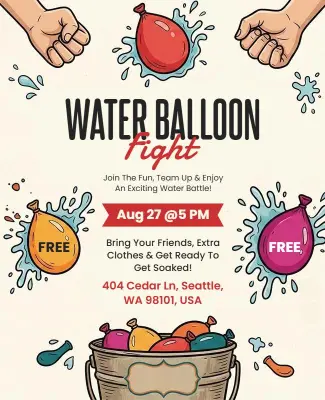 Water Balloon Fight Event Flyer Template
