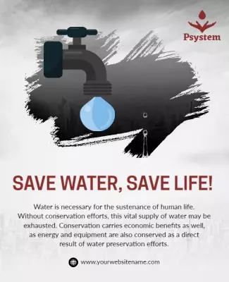 Water Conservation Awareness Save Water Life Poster Template