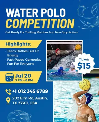 Water Polo Competition Event Flyer Template