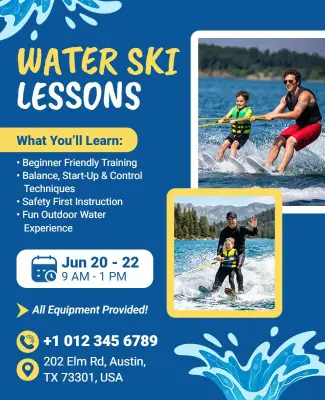 Water Ski Lessons Event Flyer Template