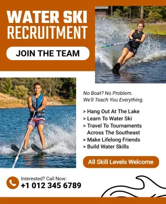 Water Ski Team Recruitment Flyer Template