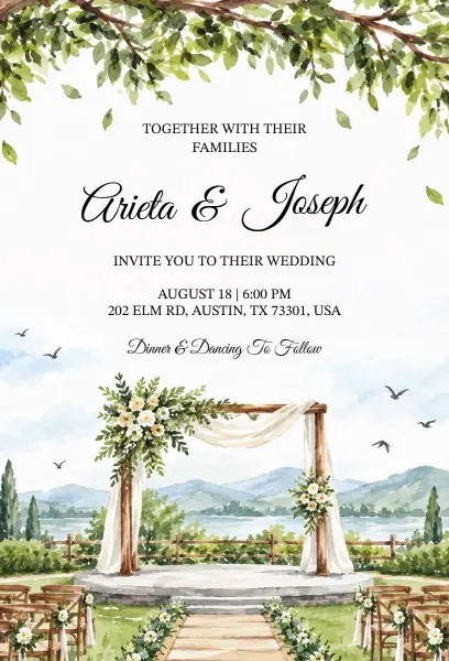 Watercolor Outdoor Wedding Invitation Template