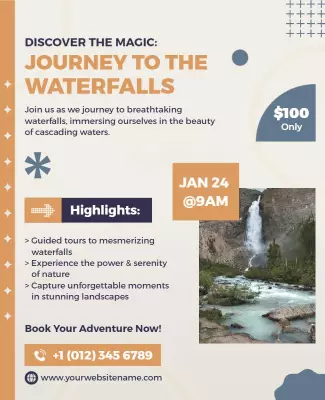Waterfall Adventure Tour Promotion Flyer Template