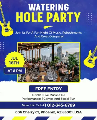 Watering Hole Party Music Event Flyer Template