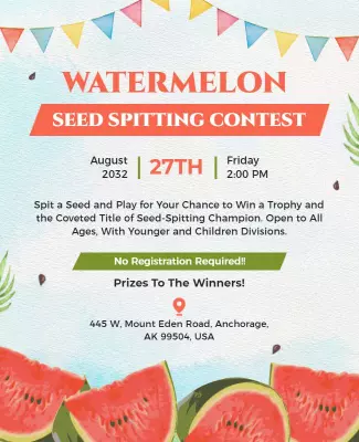 Watermelon Seed Spitting Contest Event Flyer Template
