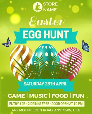 Wattle and Lima Easter Egg Hunt Flyer Template