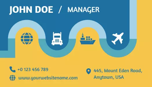 Wave-Inspired Blue Logistics Industry Business Card Template