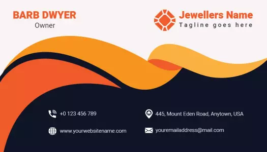 Wavy Orange and Dark Blue Jewelry Store Business Card Template